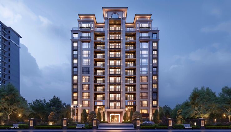 Illustrative luxury apartment render, Koregaon Park, Pune